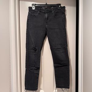 AG The Stilt Crop jean in black denim, size 29.